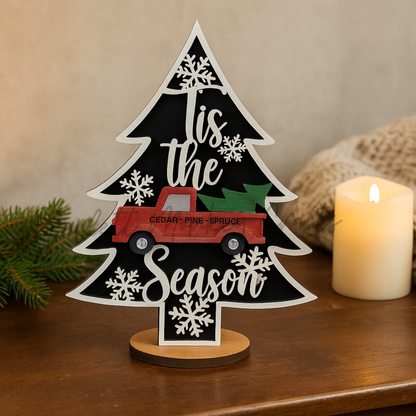 Standing Christmas Trees Set - Hand-Painted Holiday Decor