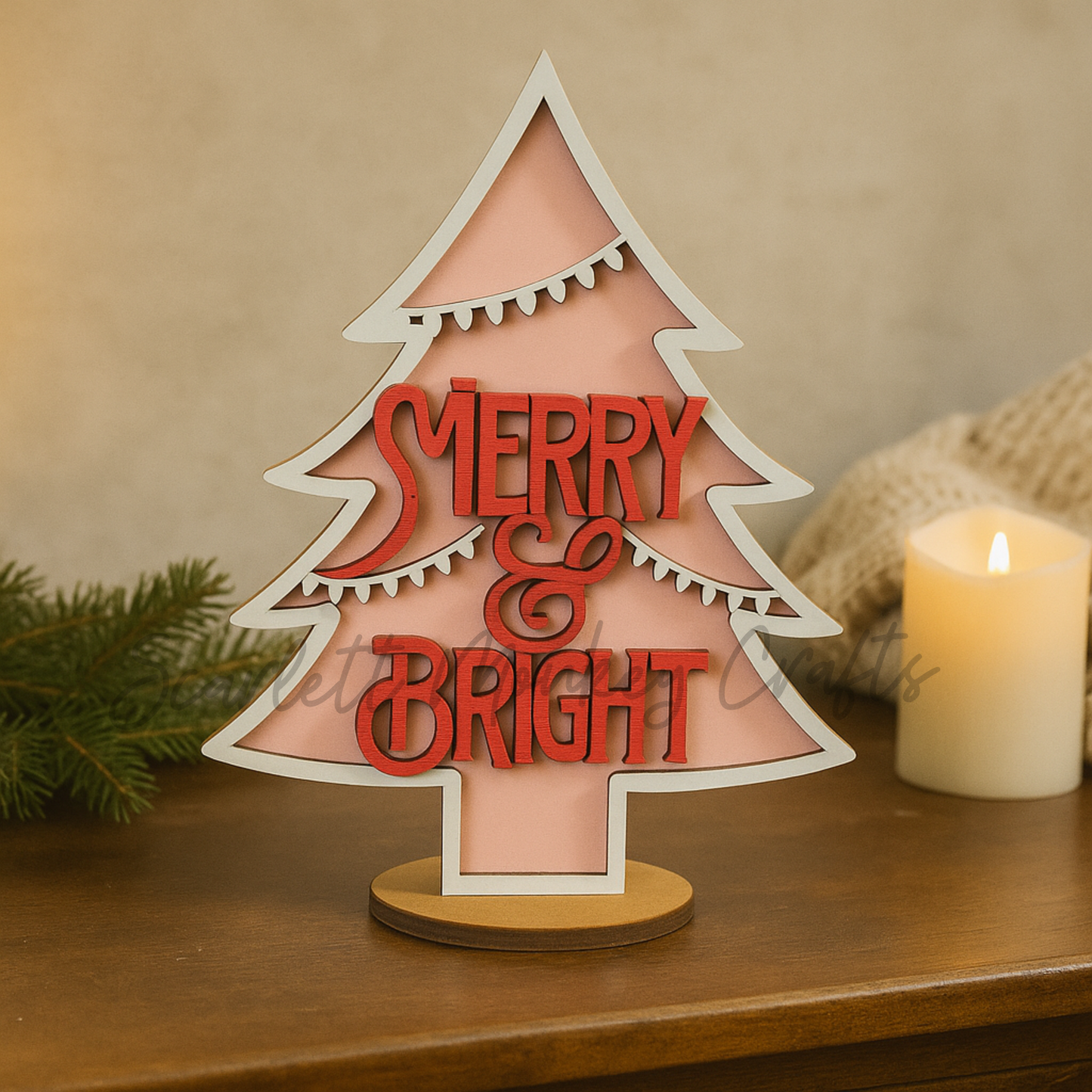 Standing Christmas Trees Set - Hand-Painted Holiday Decor