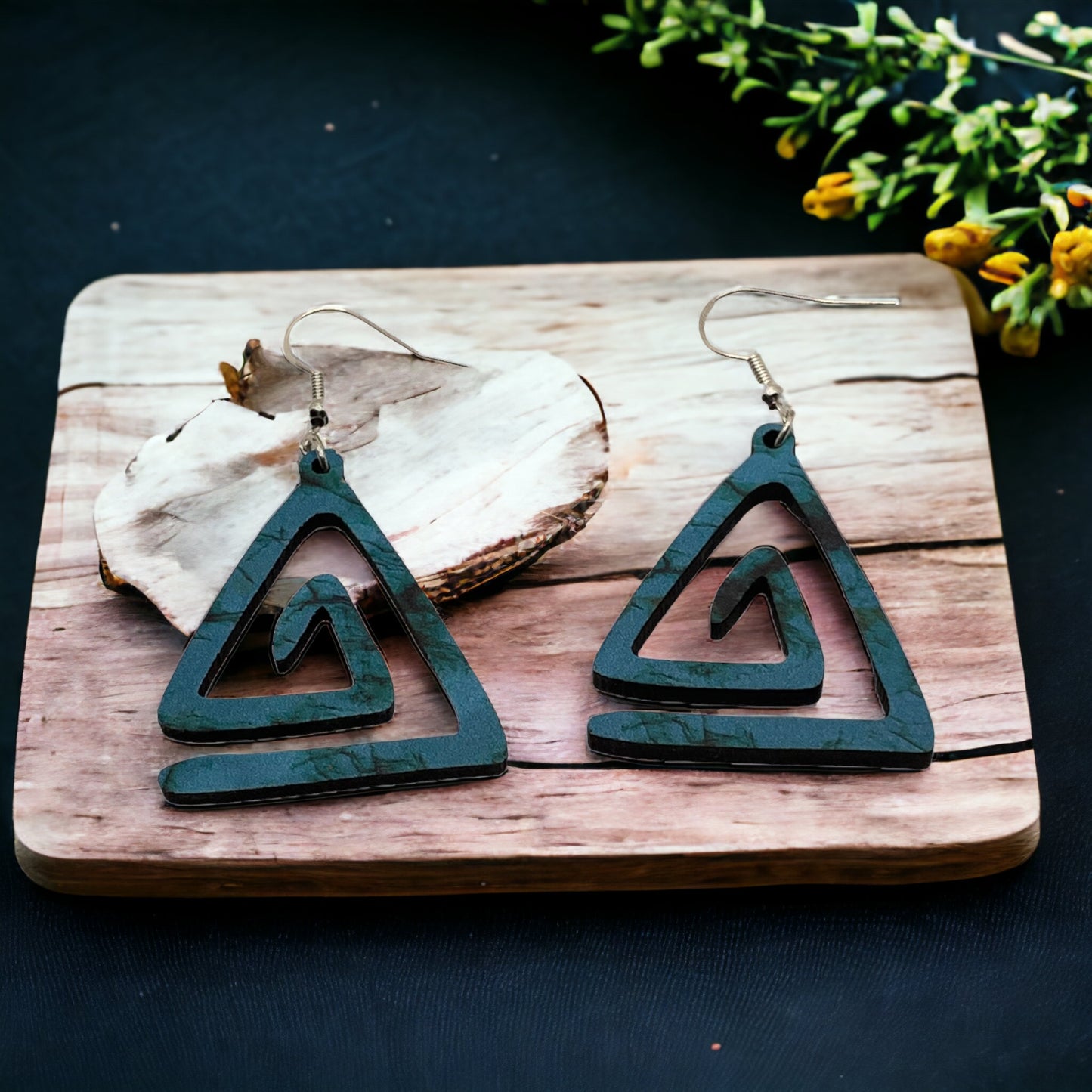 Hand-crafted Western Style Wood Earrings