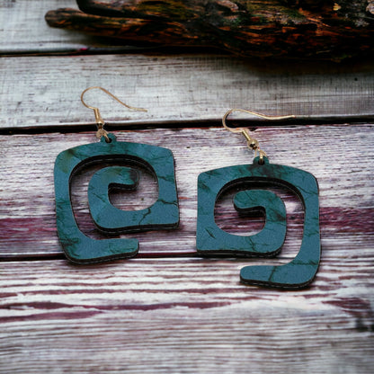 Hand-crafted Western Style Wood Earrings