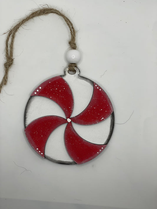 Christmas Ornament - Red and White Pinwheel