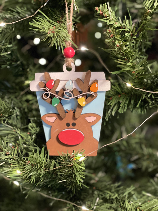 Christmas Ornament - Latte Festive Reindeer - Money/Gift Card Holder