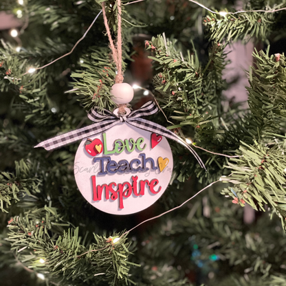 Love Teach Inspire Ornament & Gift Card Holder - Painted
