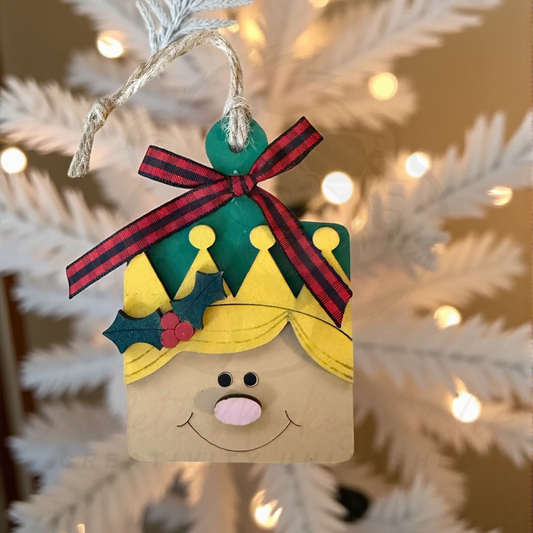 Male Elf Breadboard Ornament & Gift Card Holder - Painted