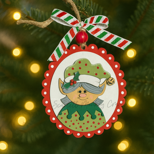 Christmas Ornament - Female Elf - Painted