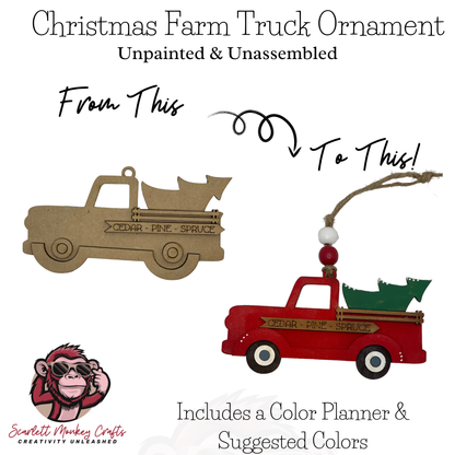 Paintable Project - Christmas Farm Truck Ornament