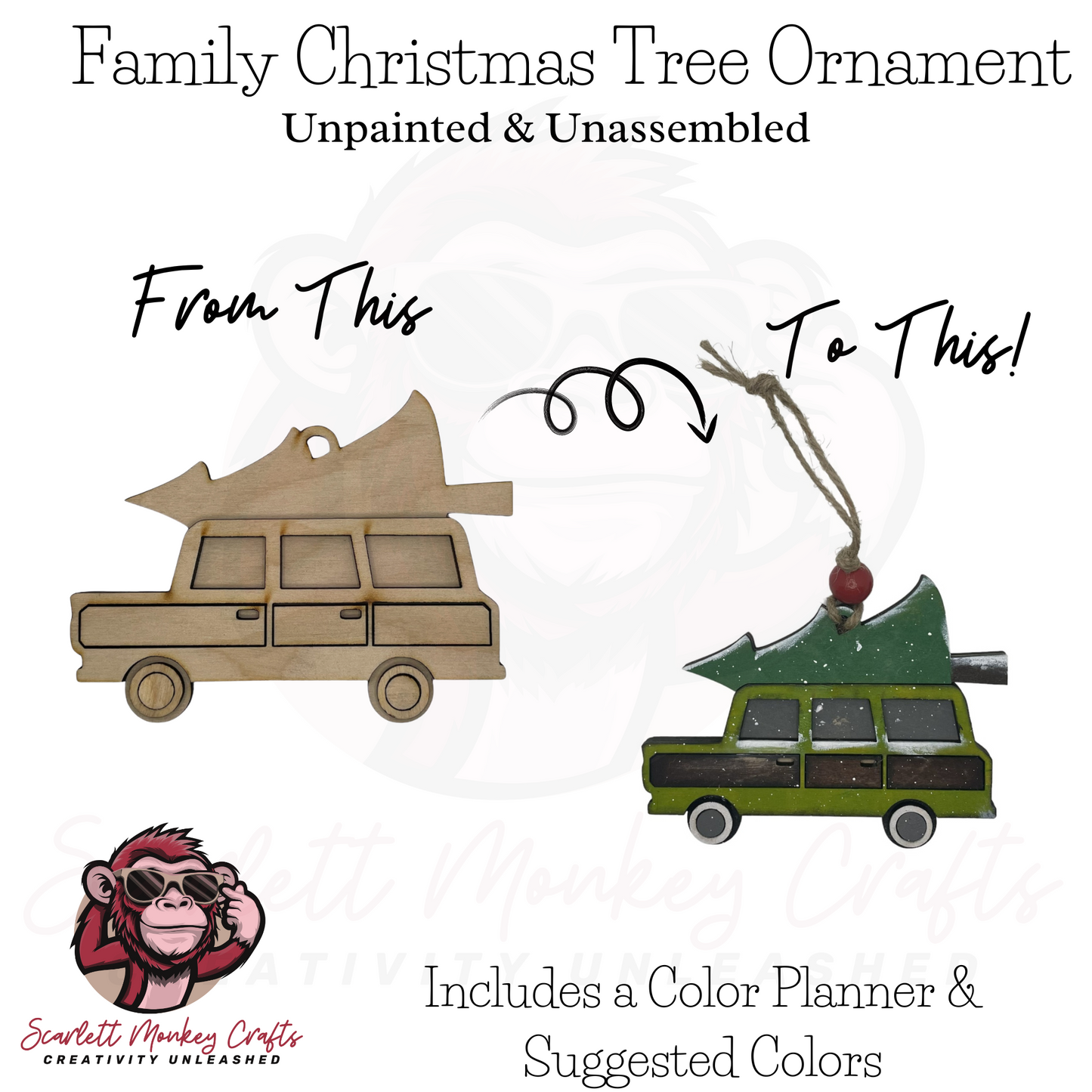 Paintable Project - Family Christmas Truck Ornament