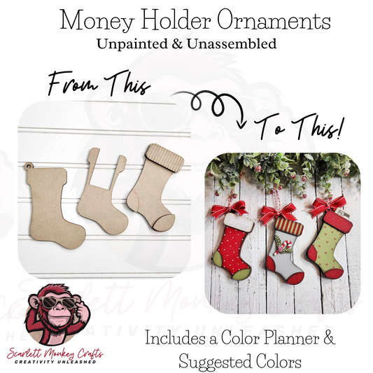 Paintable Project - Stocking Ornaments with Money Holder