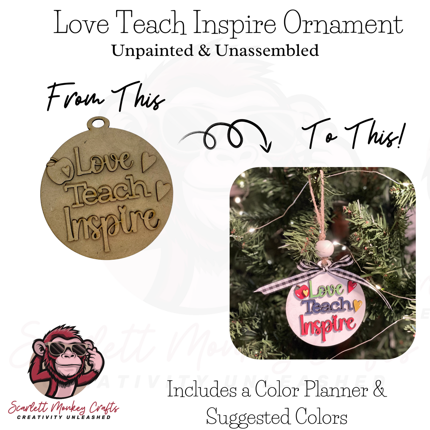 Paintable Project - Love, Teach, Inspire Teacher Ornament