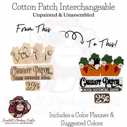 Paintable Farm Truck Interchangeable Starter Bundle with wooden cutouts and color planner for DIY farmhouse decor customization.
