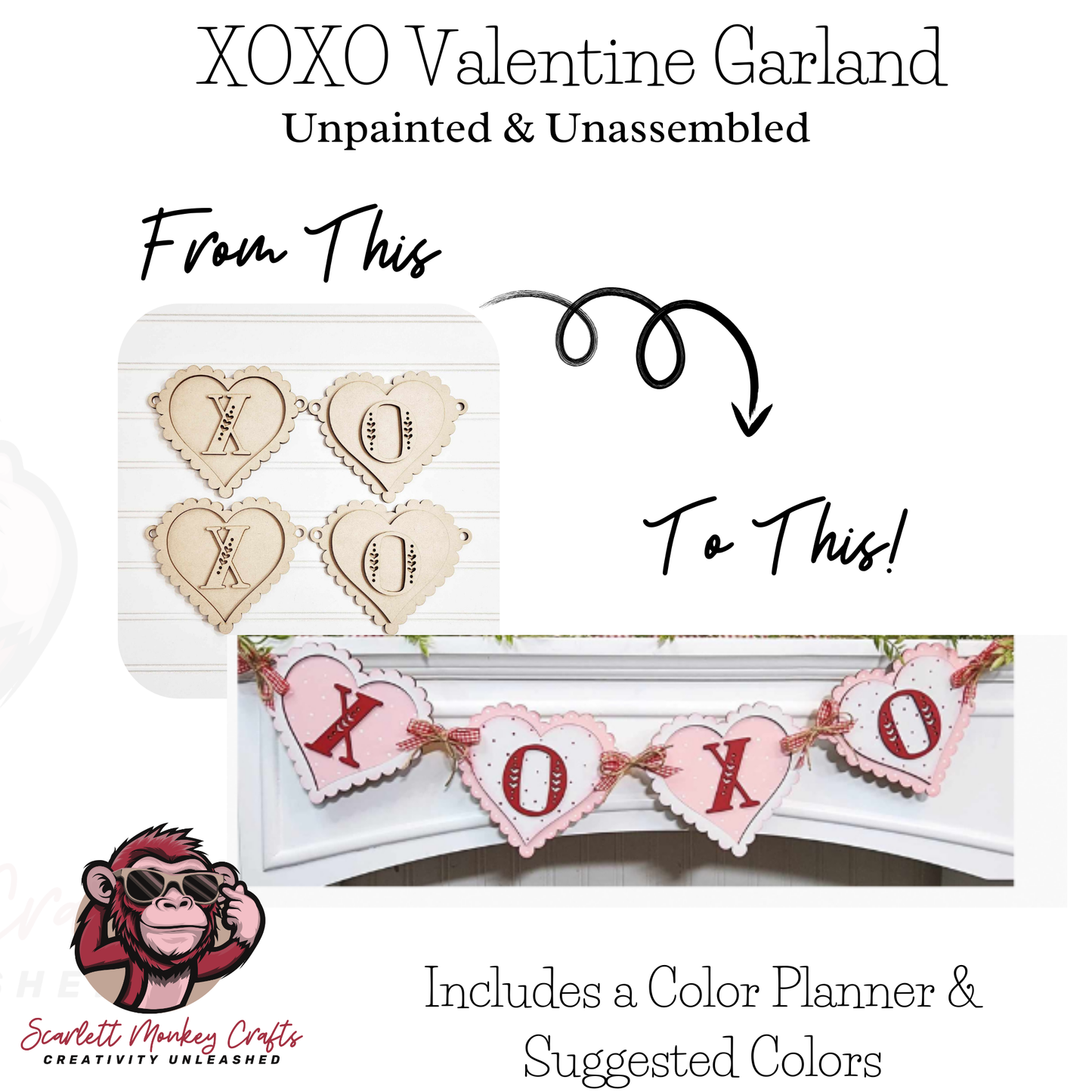 Paintable Project - XOXO Valentine Shelf Sitter