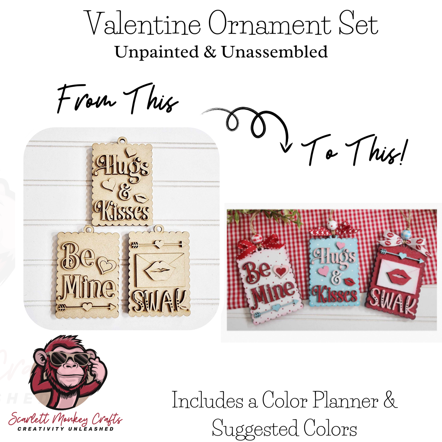 Paintable Project - Valentine Ornament Set