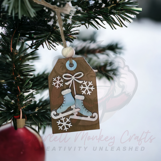 Ice Skates and Snowflakes Ornament with Gift Card Holder