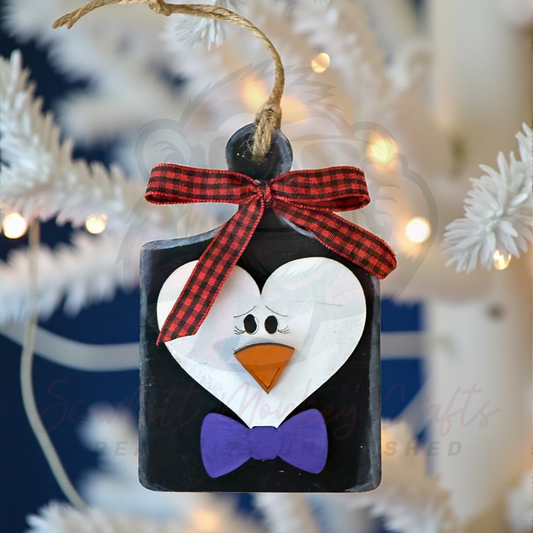 Penguin with Bow Tie Breadboard Ornament & Gift Card Holder - Painted