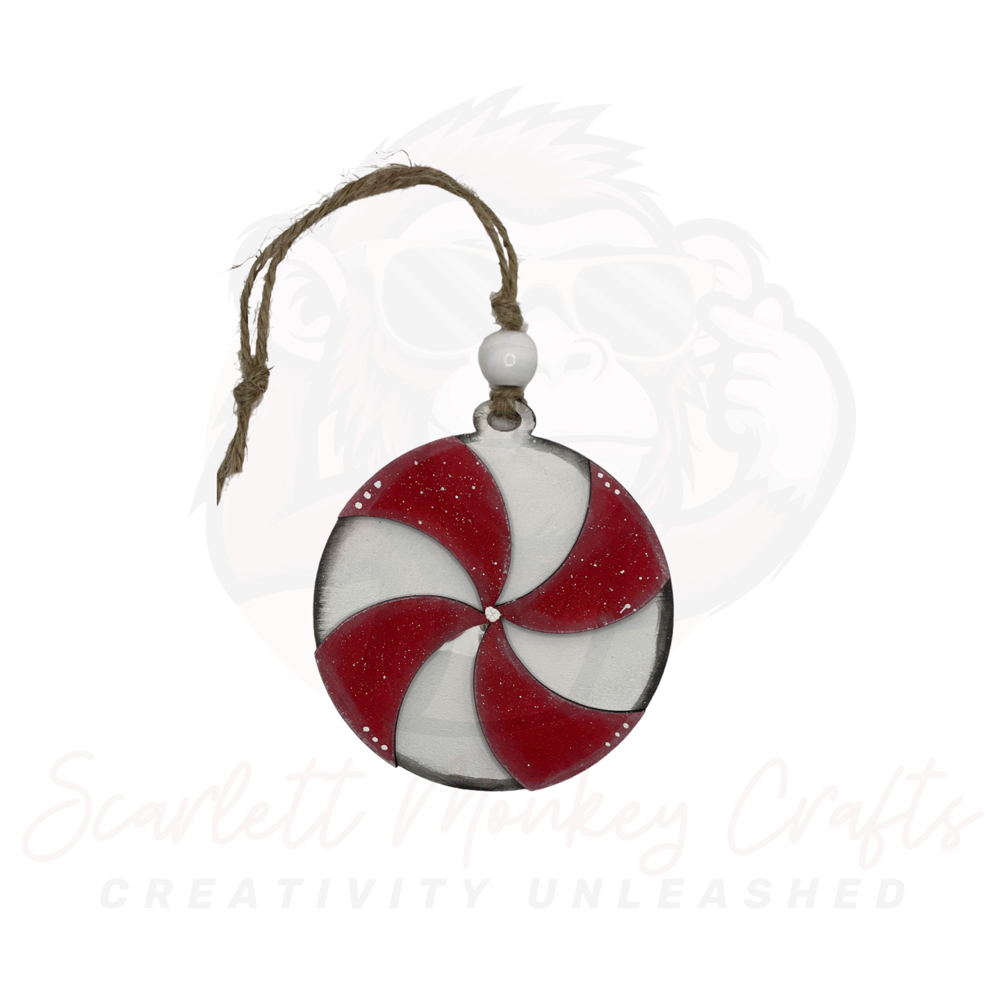 Christmas Ornament - Red and White Pinwheel