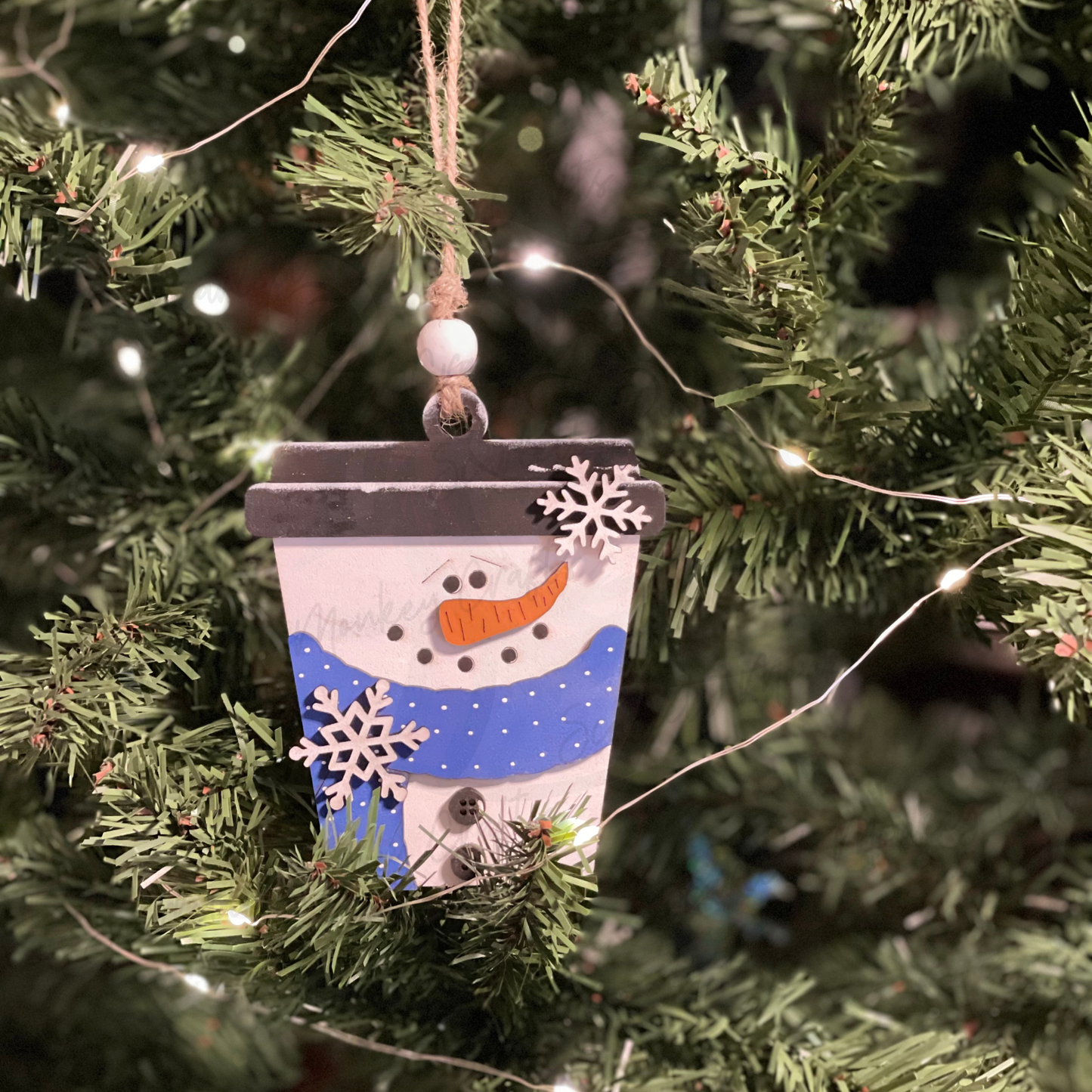 Snowman Latte Ornament & Gift Card Holder - Painted