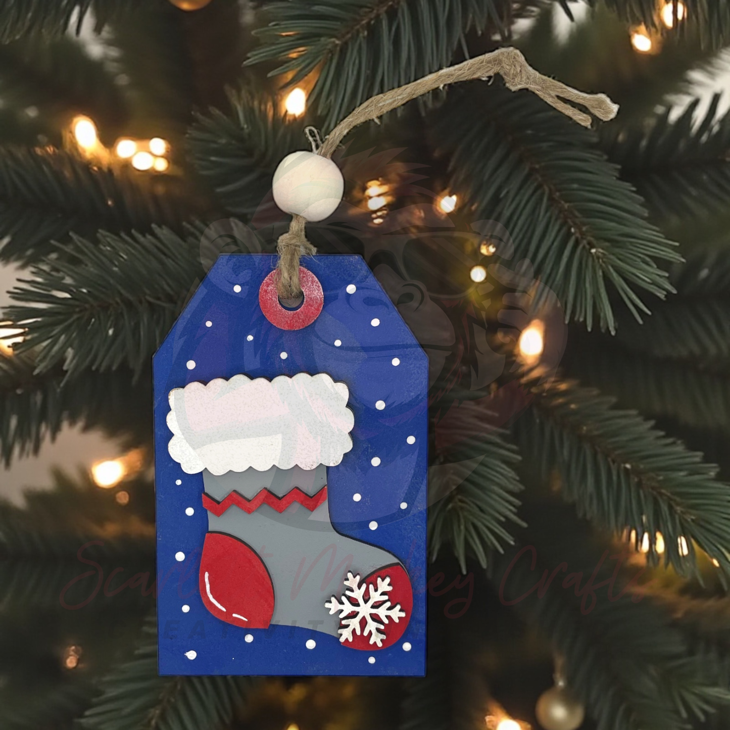 Snowflake Stocking Gift Card Holder - Painted