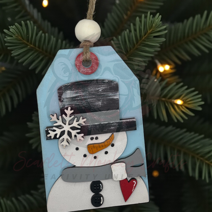Snowman Ornament with Gift Card Holder - Painted