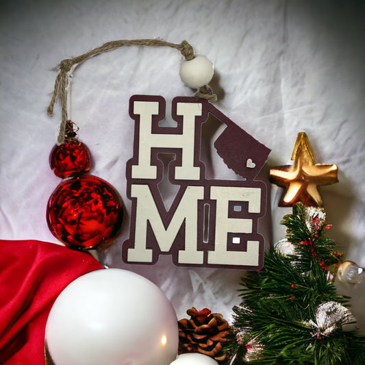 Christmas Ornament - Oklahoma Home - Maroon/Creme