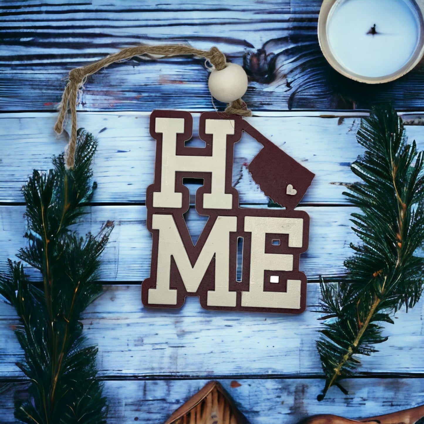 Christmas Ornament - Oklahoma Home - Maroon/Creme