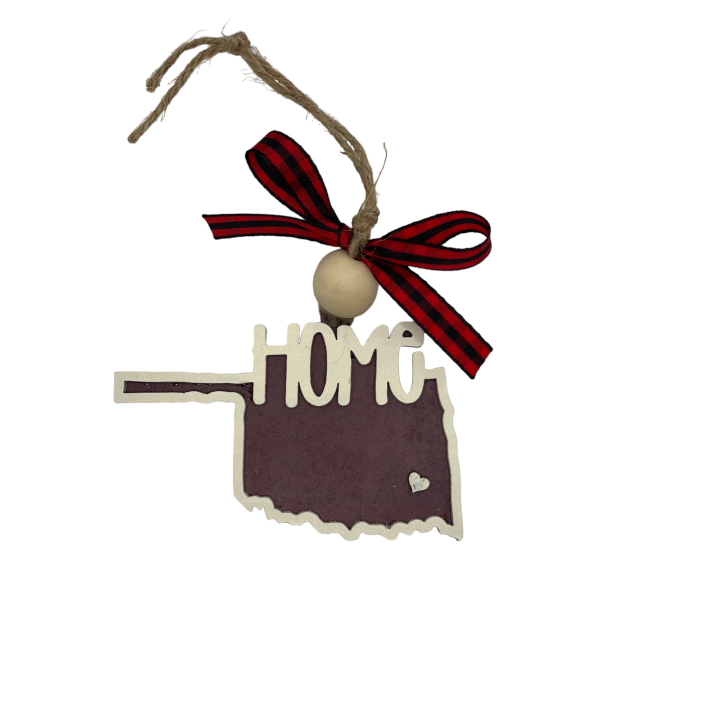 Christmas Ornament - Oklahoma - Maroon/Creme