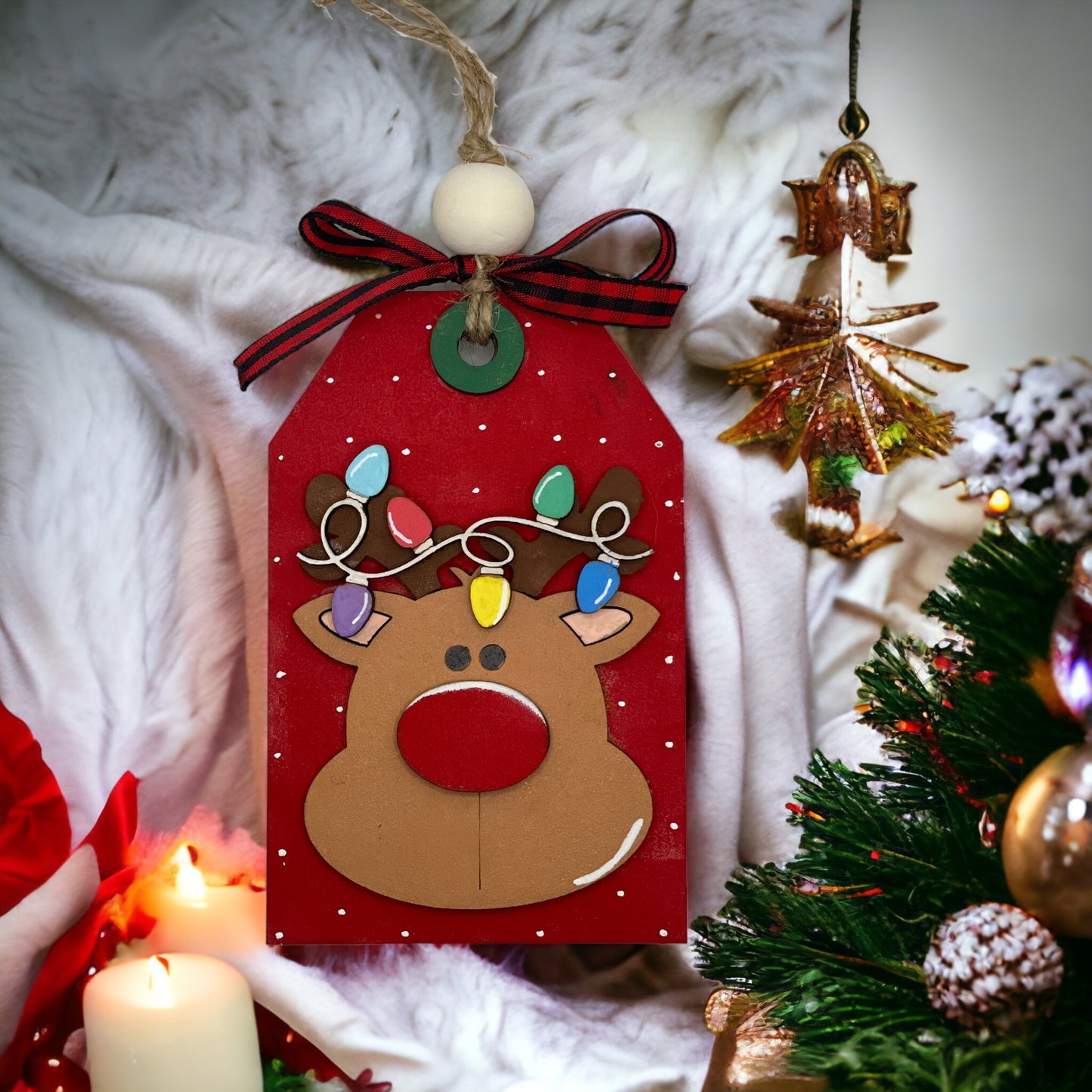 Christmas Ornament - Red Nosed Reindeer Money/Gift Card Holder