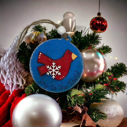 Christmas Ornament - Red Cardinal Joy to the World