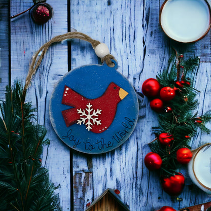 Christmas Ornament - Red Cardinal Joy to the World