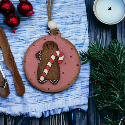Christmas Ornament - Gingerbread with Candy Cane