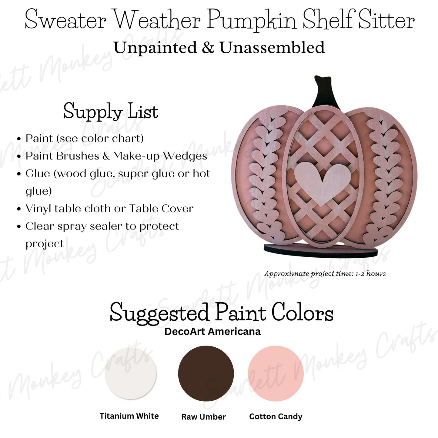 Sweater Weather Pumpkin Shelf Sitter (7.5") - Paintable Project