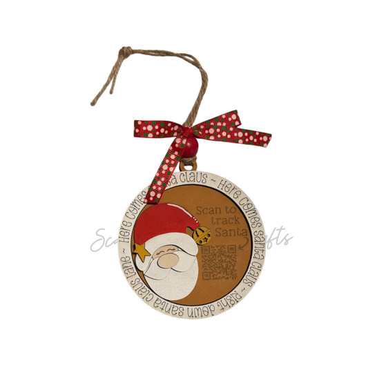 Santa Tracker Ornament with QR Code - Painted
