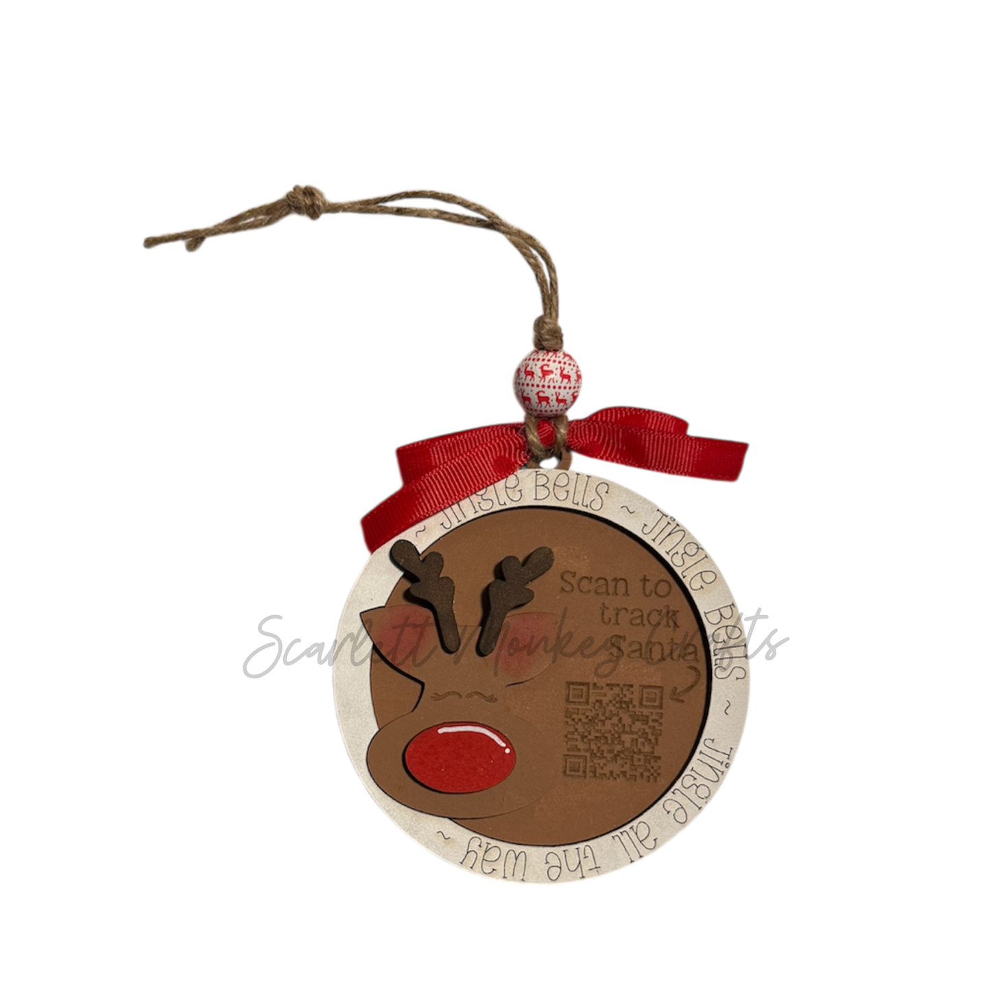 Santa Tracker Ornament with QR Code - Painted
