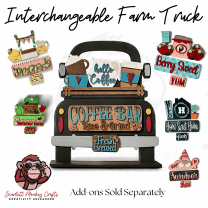 Valentine Interchangeable for Farm Truck with Velcro attachments and customizable colors.