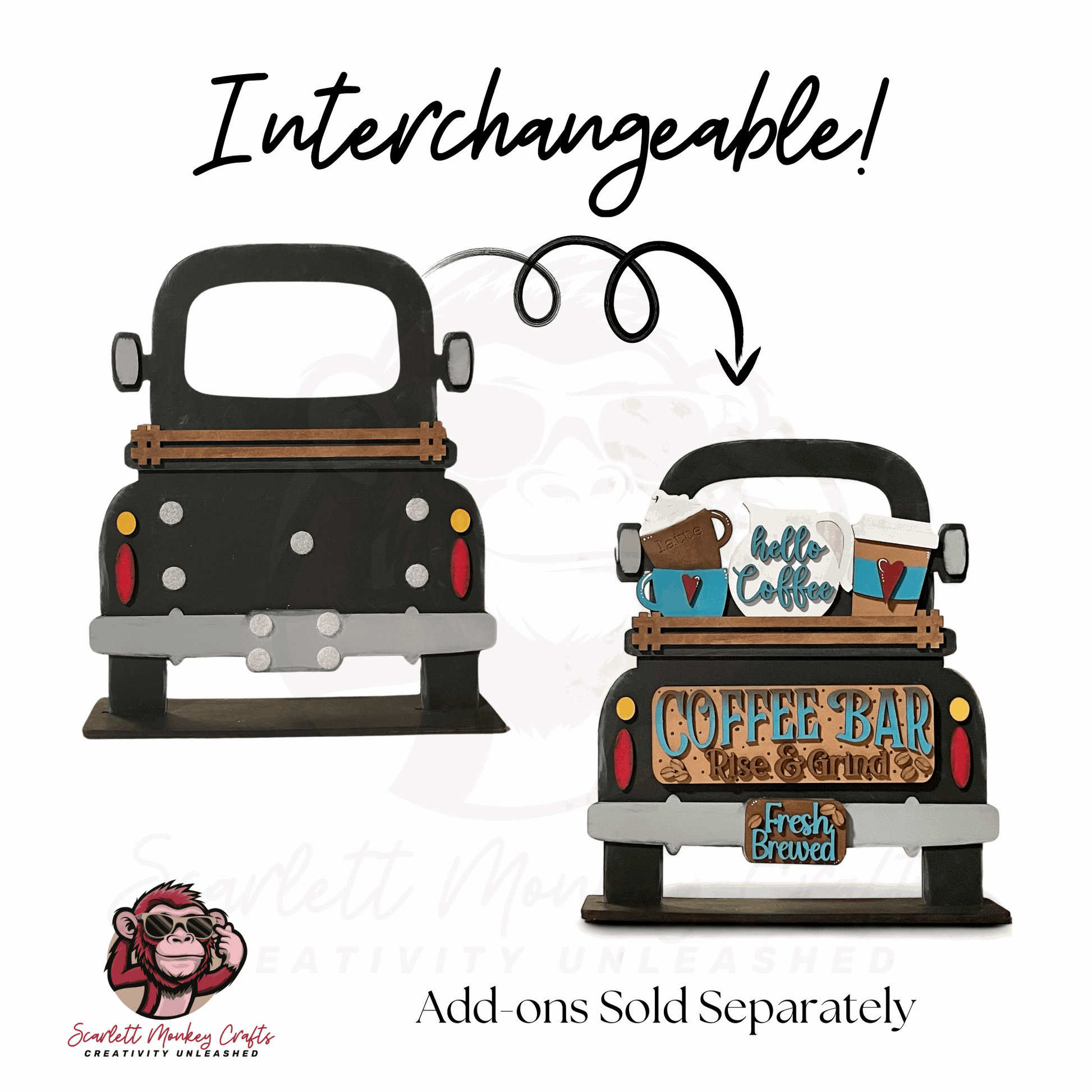 Paintable farm truck interchangeable starter bundle for farmhouse decor customization.