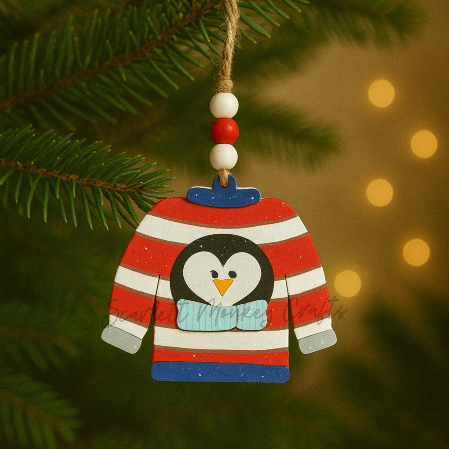 Christmas Ornament - Ugly Sweater - Snowman - Painted