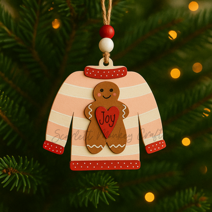 Christmas Ornament - Ugly Sweater - Snowman - Painted