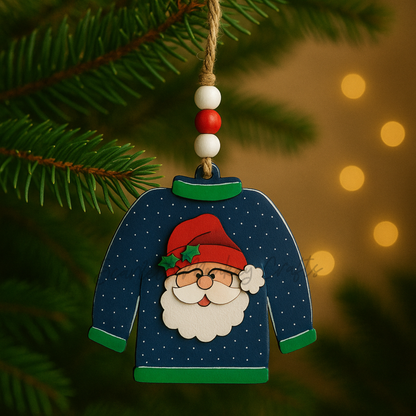 Christmas Ornament - Ugly Sweater - Snowman - Painted