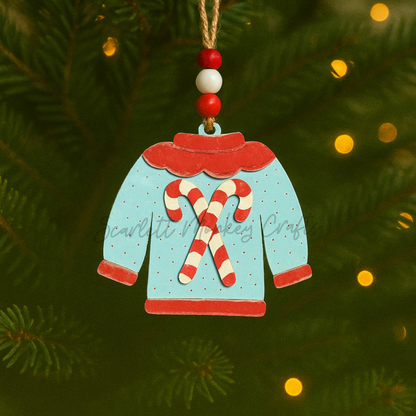 Christmas Ornament - Ugly Sweater - Snowman - Painted