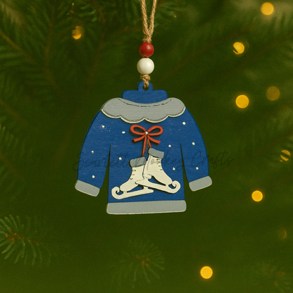 Christmas Ornament - Ugly Sweater - Snowman - Painted