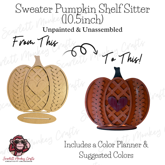 Sweater Weather Pumpkin Shelf Sitter (10.5") - Paintable Project