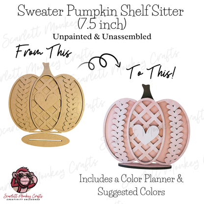 Sweater Weather Pumpkin Shelf Sitter (7.5") - Paintable Project