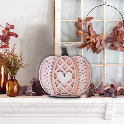 Sweater Weather Pumpkin Shelf Sitter (7.5") - Painted