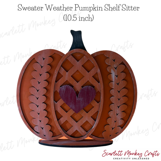 Sweater Weather Pumpkin Shelf Sitter (10.5") - Painted