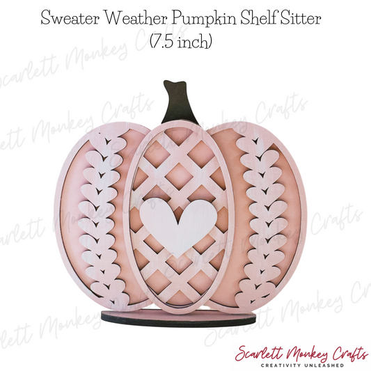 Sweater Weather Pumpkin Shelf Sitter (7.5") - Painted