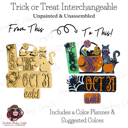Trick or Treat Interchangeable Paintable Wood Project